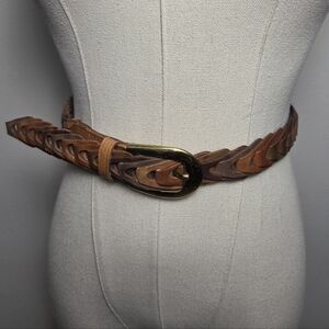 Kim Rogers Sport Braided Leather Belt with Gold-Tone Buckle
